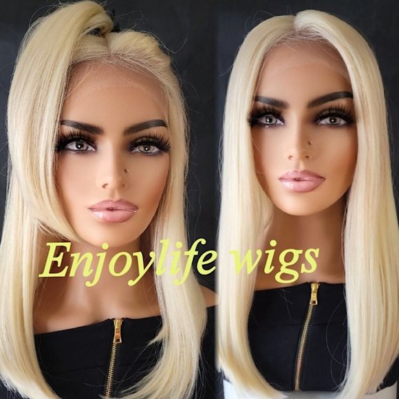 Wowfactor 100% human hair lace front bob wig Wowfactor Celebrity light blonde brown root h.d lace front  main image 3